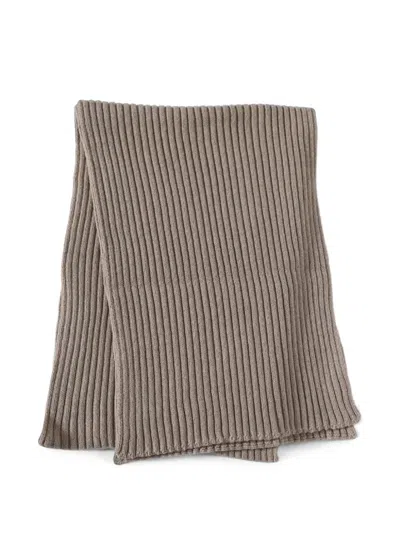 Rick Owens Ribbed-knit Scarf In Brown