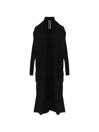 Rick Owens Ribbed-knit Shawl-collar Coat In Black