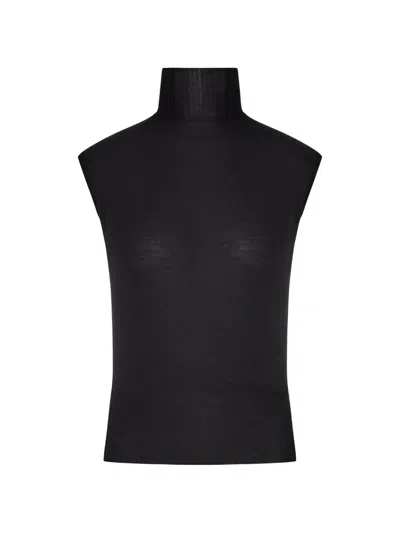 Rick Owens Ribbed-knit Sleeveless Top In Black