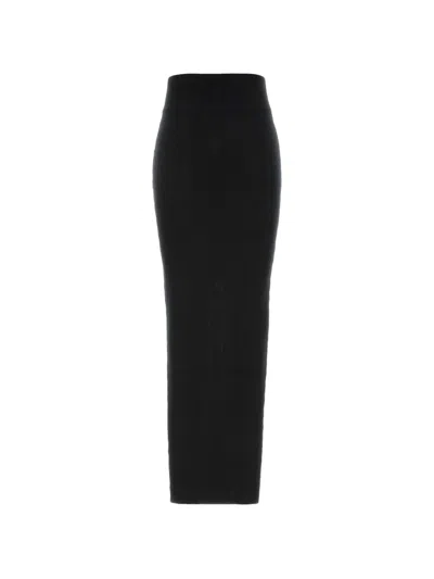 Rick Owens Ribbed-knit Slit Maxi Skirt In Black