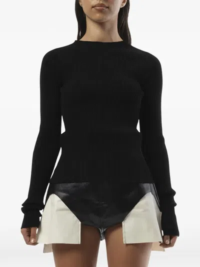 Rick Owens Ribbed-knit Sweater In Black