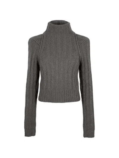 Rick Owens Ribbed-knit Sweater In Gray