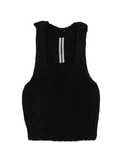 Rick Owens Ribbed-knit Tank Top In Black