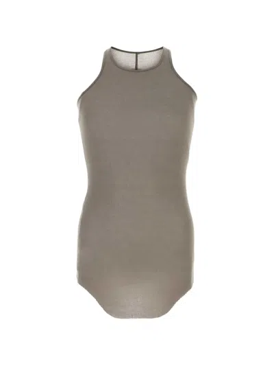 Rick Owens Ribbed-knit Tank Top In Gray