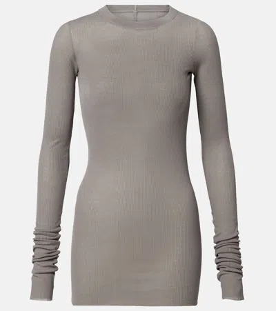 Rick Owens Ribbed-knit Top In Gray