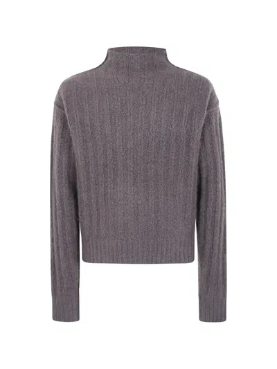 Rick Owens Ribbed-knit Turtle-neck Sweater In Grey