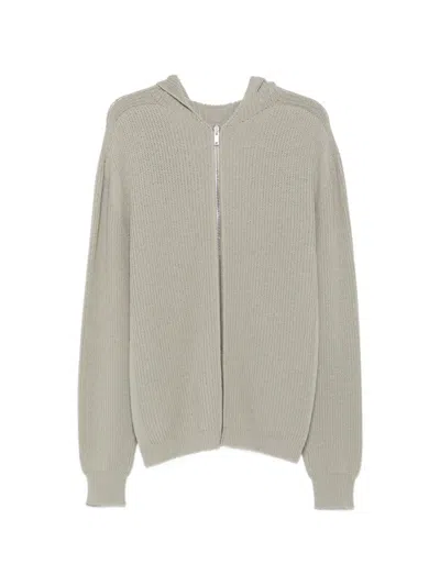 Rick Owens Ribbed-knit Zip-up Cardigan In Neutral