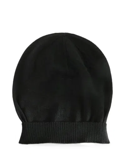 Rick Owens Ribbed-trim Beanie Hat In Black