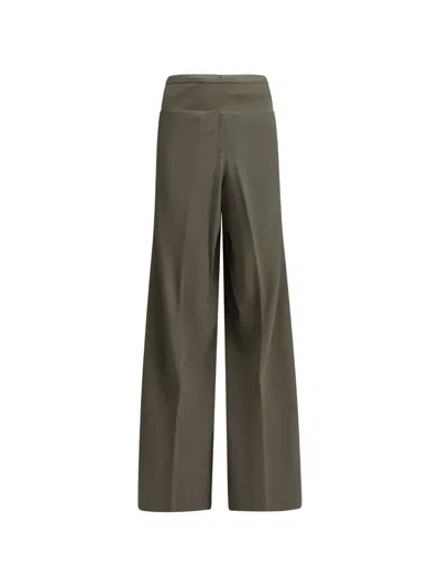 Rick Owens Ribbed-waistband Wide-leg Trousers In Gray