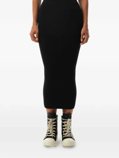 Rick Owens Rib-knit Elasticated-waistband Skirt In Black