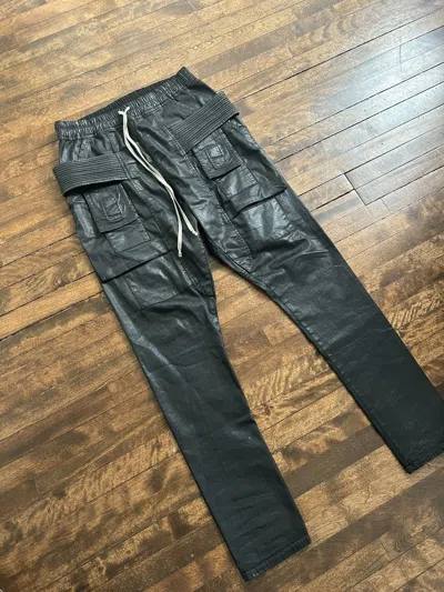 Pre-owned Rick Owens Rick Owen's Black Waxed Creatch Cargo Pants