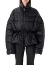 Rick Owens Black Belted Down Jacket In Black