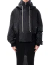Rick Owens Drkshdw Black Recycled Nylon Alice Cropped Parka In Black