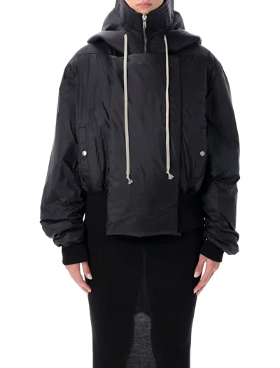 Rick Owens Drkshdw Black Recycled Nylon Alice Cropped Parka