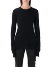 Rick Owens Black Crewneck Long Sleeves T-shirt In Black