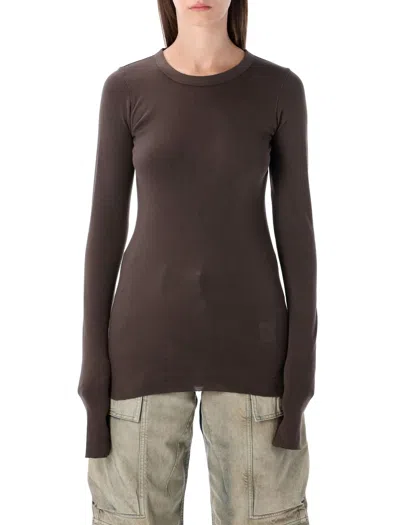 Rick Owens Drkshdw Black Ribbed Ls T In Brown
