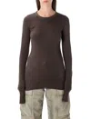Rick Owens Brown Crewneck Long Sleeves T-shirt In Brown