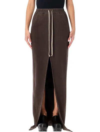 Rick Owens Drkshdw Black Slit Skirt In Brown