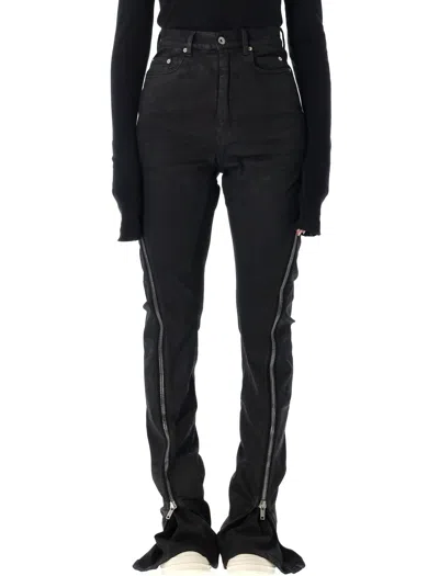 Rick Owens Drkshdw Bolan Banana Black Waxed Jeans