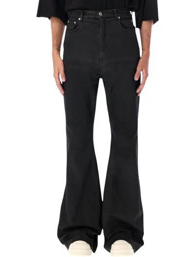 Rick Owens Drkshdw Coated Denim Bolan Bootcut Jeans In Black