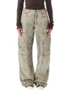 Rick Owens Drkshdw Faded Cargo Pants In Gray