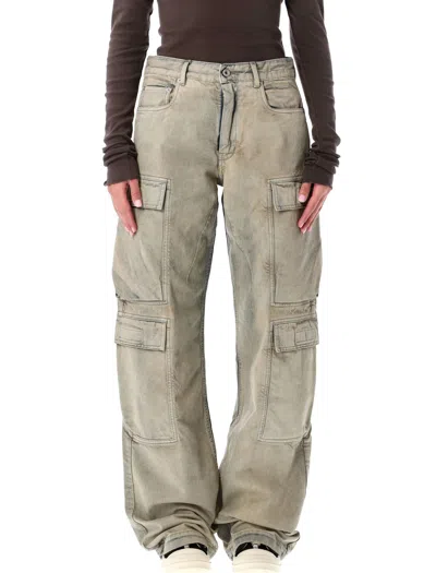 Rick Owens Drkshdw Faded Cargo Pants In Blue