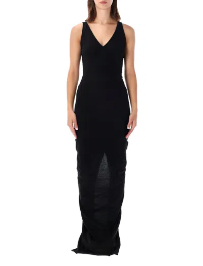 Rick Owens Drkshdw V Neck Column Dress In Black