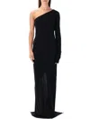 Rick Owens Drkshdw Ziggy One-shoulder Black Cotton Jersey Dress In Black