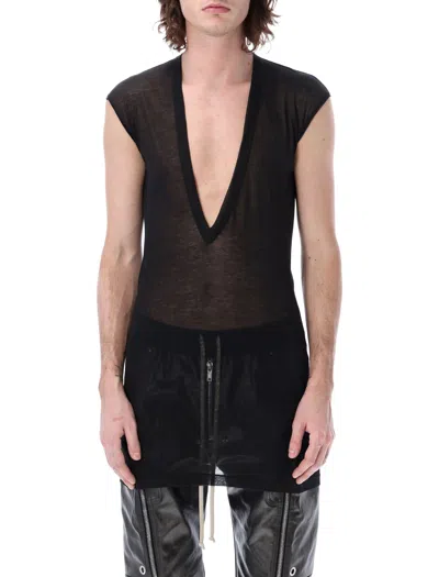 Rick Owens Dylan T With Deep V Neck In Black