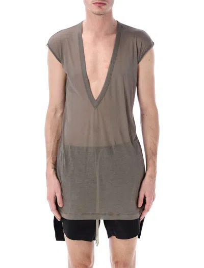 Rick Owens Dylan T With Deep V Neck In Brown
