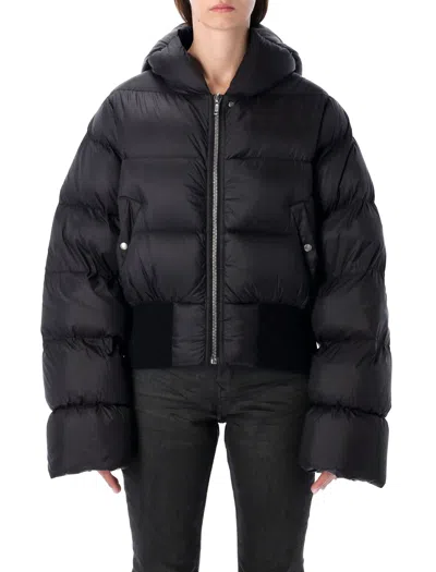 Rick Owens Hooded Down Jacket In Black