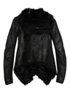 Rick Owens Naska Shearling Biker Jacket In Black