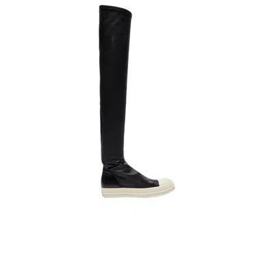 Pre-owned Rick Owens Wmns Stivali Pelle High Stocking Sneaks 'black Milk' | Women's Size 37.5