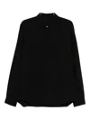 Rick Owens Classic Collar Black Shirt With Dual Front Pockets In Black
