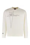 Rick Owens Crew-neck Cotton Sweatshirt Logo Patch In Green