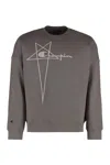 Rick Owens Graphic Print Cotton Crew-neck Sweatshirt In Grey