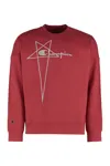 Rick Owens Crew-neck Cotton Sweatshirt Graphic Print In Red