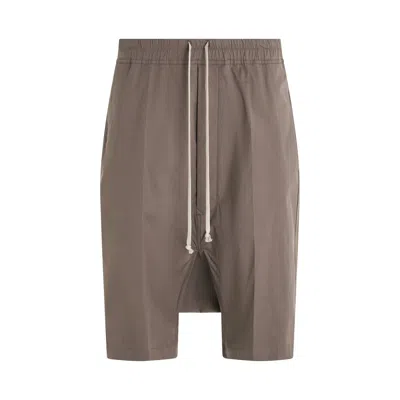 Rick Owens Drawstring-elasticated Waist Drop-crotch Shorts In Brown