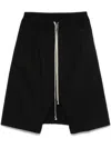 Rick Owens Straight-leg Stretch-cotton Poplin Drawstring Shorts In Black