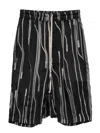 Rick Owens Rick's Pods Stripe-pattern Drawstring Shorts In Black
