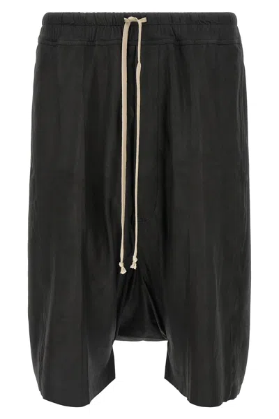 Rick Owens Pods Logo Bermuda Shorts Back Side Pockets In Brown