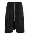 Rick Owens Bermuda Shorts With Back Pockets And Elastic Waistband In Black