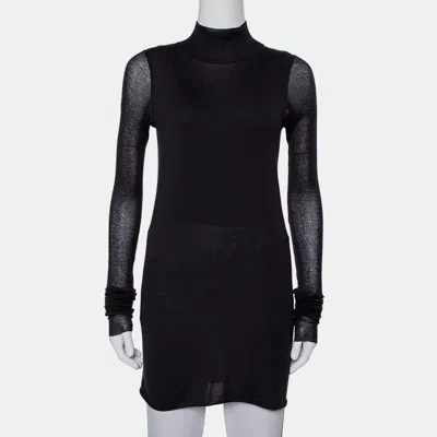Rick Owens Rickowenslilies Black Knit Turtleneck Long Sleeve Mini Dress
