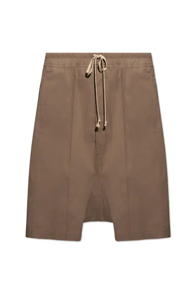 Rick Owens Ricks Pods Leather Shorts In Grey