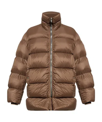 Rick Owens Right-collar Down Jacket In Brown