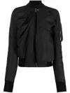 Rick Owens Ripple Draped Bomber Jacket In Black