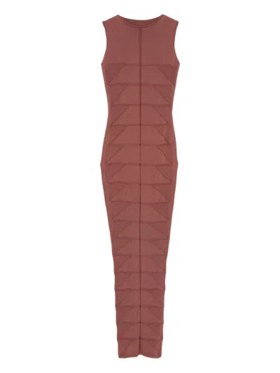 Rick Owens Knitted Sleeveless Midi Dress In Brown