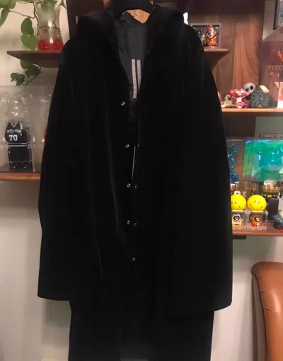 Pre-owned Rick Owens Ro Long Sleeve Wizard Hat Black Coat