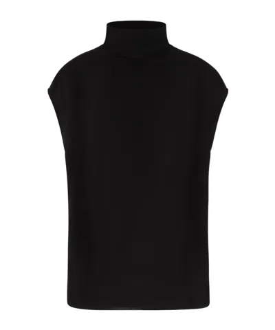 Rick Owens Roll-neck Crepe Top In Black