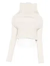 Rick Owens Roll-neck Ribbed Top In White